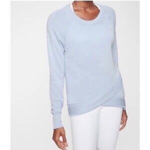 Athleta Serenity Criss Cross Sweatshirt Lt. Blue Crew Neck Soft Modal Stretch XS